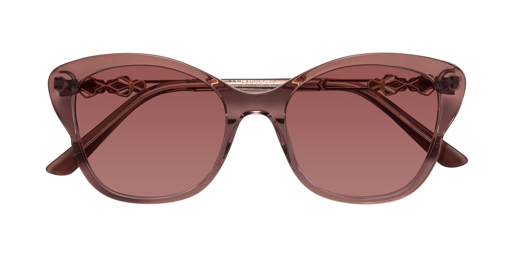 Folded Front of Azalea in Mauve Taupe with Garnet Tinted Lenses