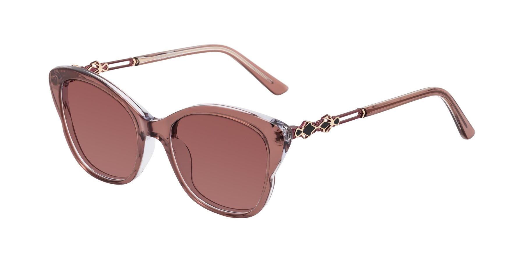 Angle of Azalea in Mauve Taupe with Garnet Tinted Lenses