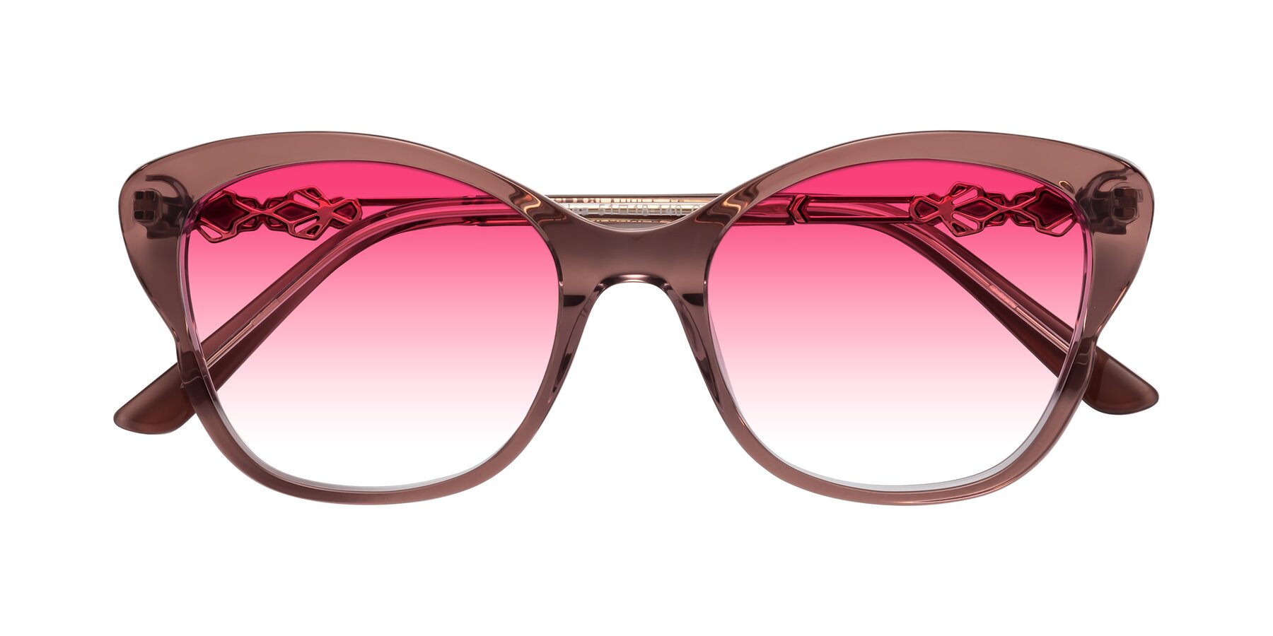 Folded Front of Azalea in Mauve Taupe with Pink Gradient Lenses