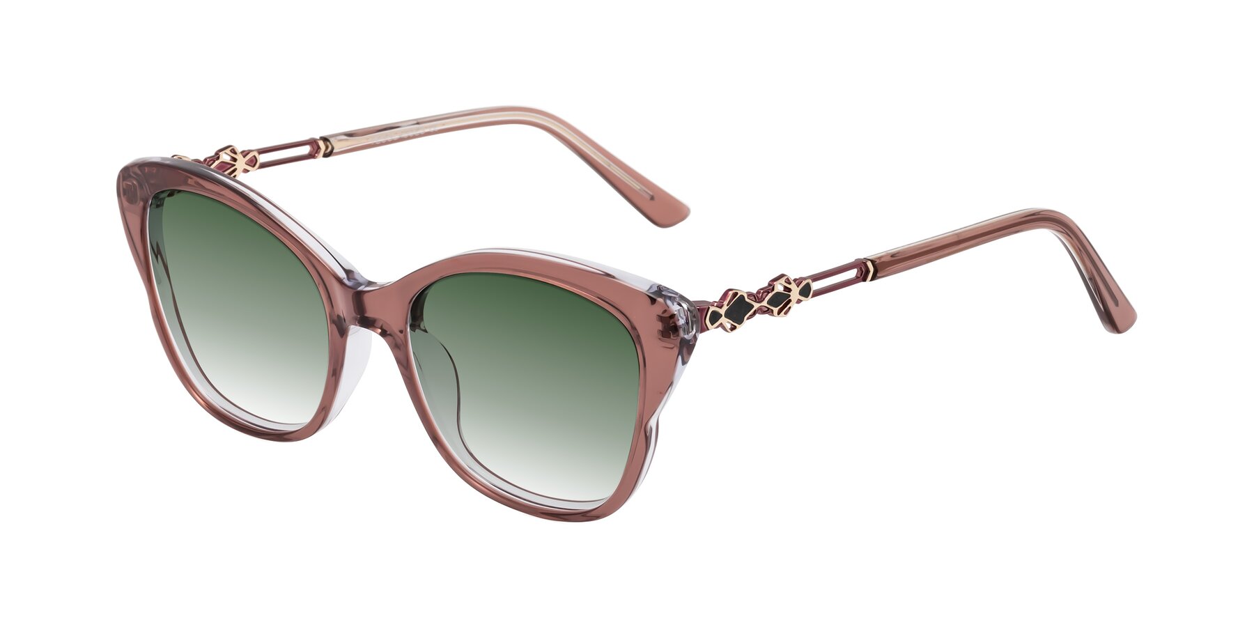 Angle of Azalea in Mauve Taupe with Green Gradient Lenses