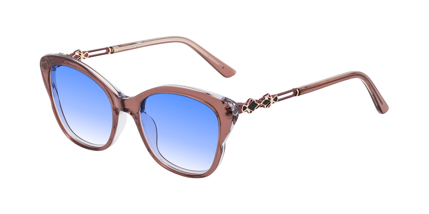 Angle of Azalea in Mauve Taupe with Blue Gradient Lenses