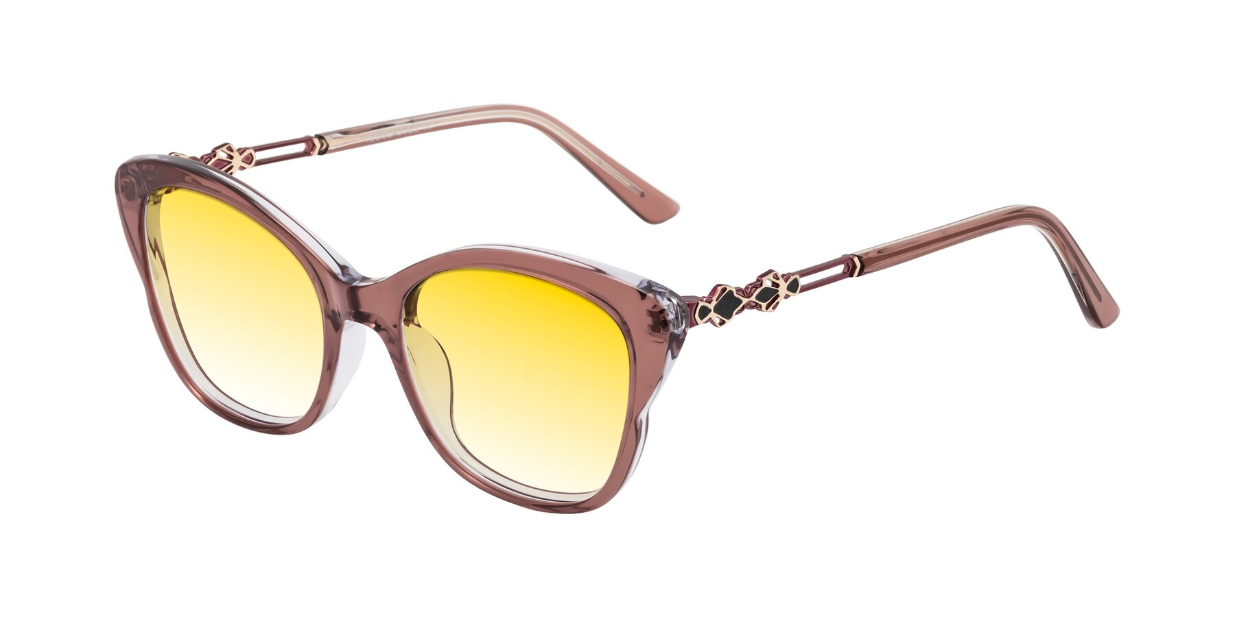 Angle of Azalea in Mauve Taupe with Yellow Gradient Lenses