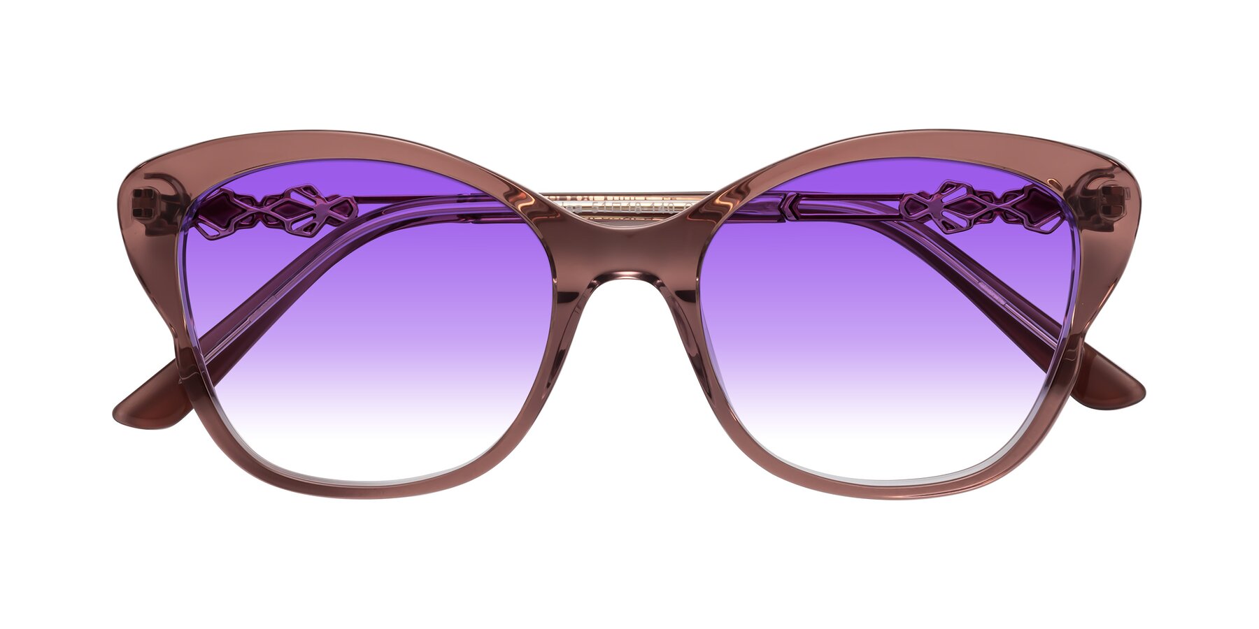 Folded Front of Azalea in Mauve Taupe with Purple Gradient Lenses