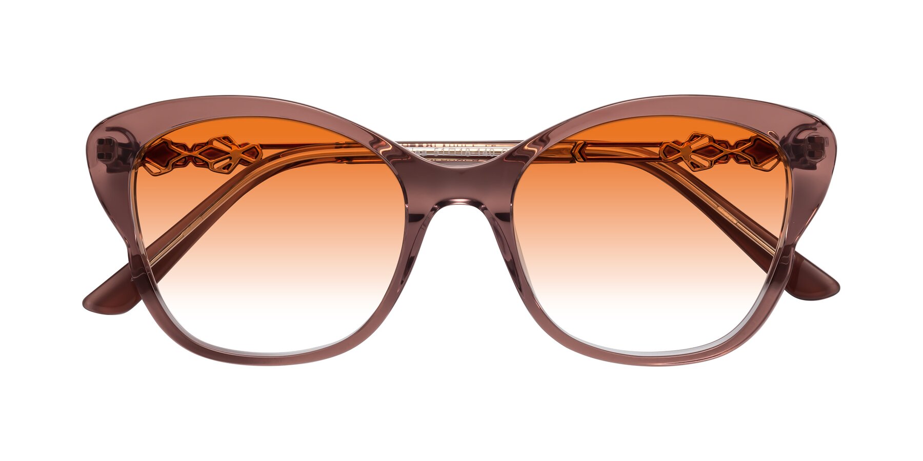 Folded Front of Azalea in Mauve Taupe with Orange Gradient Lenses