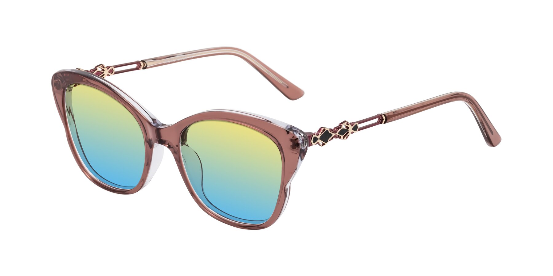 Angle of Azalea in Mauve Taupe with Yellow / Blue Gradient Lenses