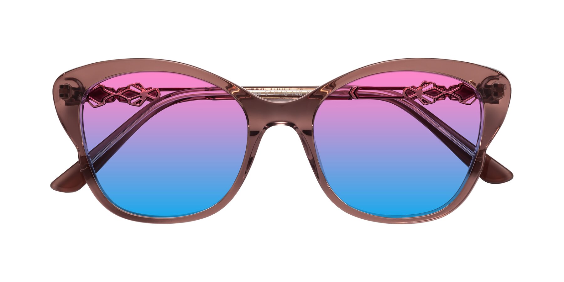 Folded Front of Azalea in Mauve Taupe with Pink / Blue Gradient Lenses