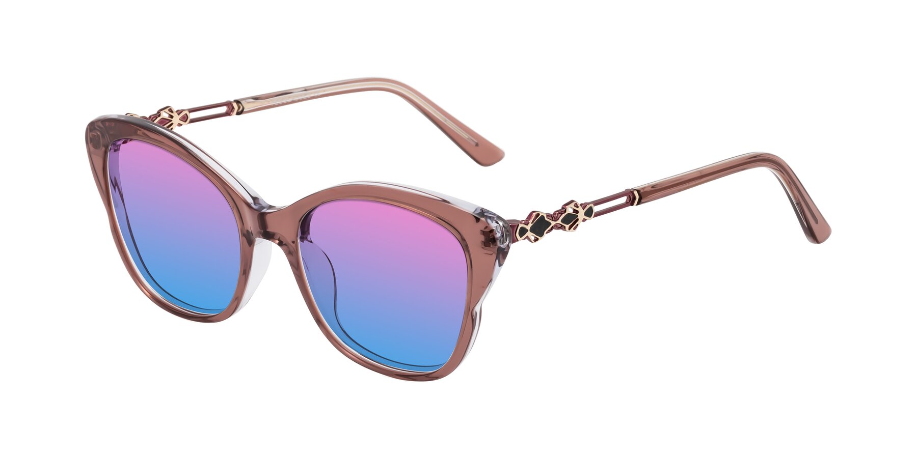 Angle of Azalea in Mauve Taupe with Pink / Blue Gradient Lenses