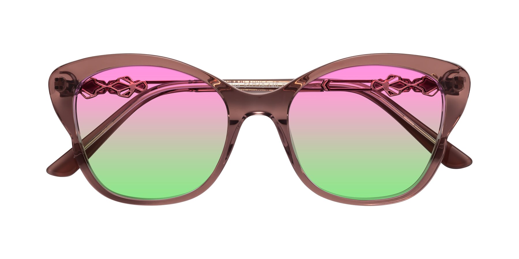 Folded Front of Azalea in Mauve Taupe with Pink / Green Gradient Lenses