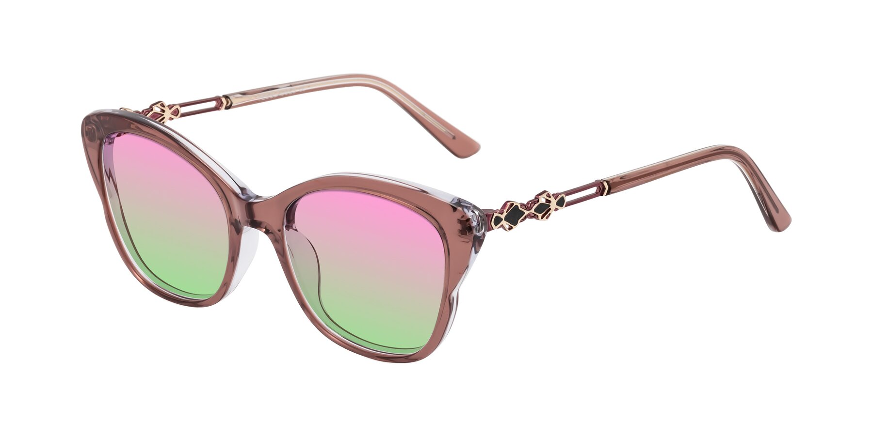 Angle of Azalea in Mauve Taupe with Pink / Green Gradient Lenses