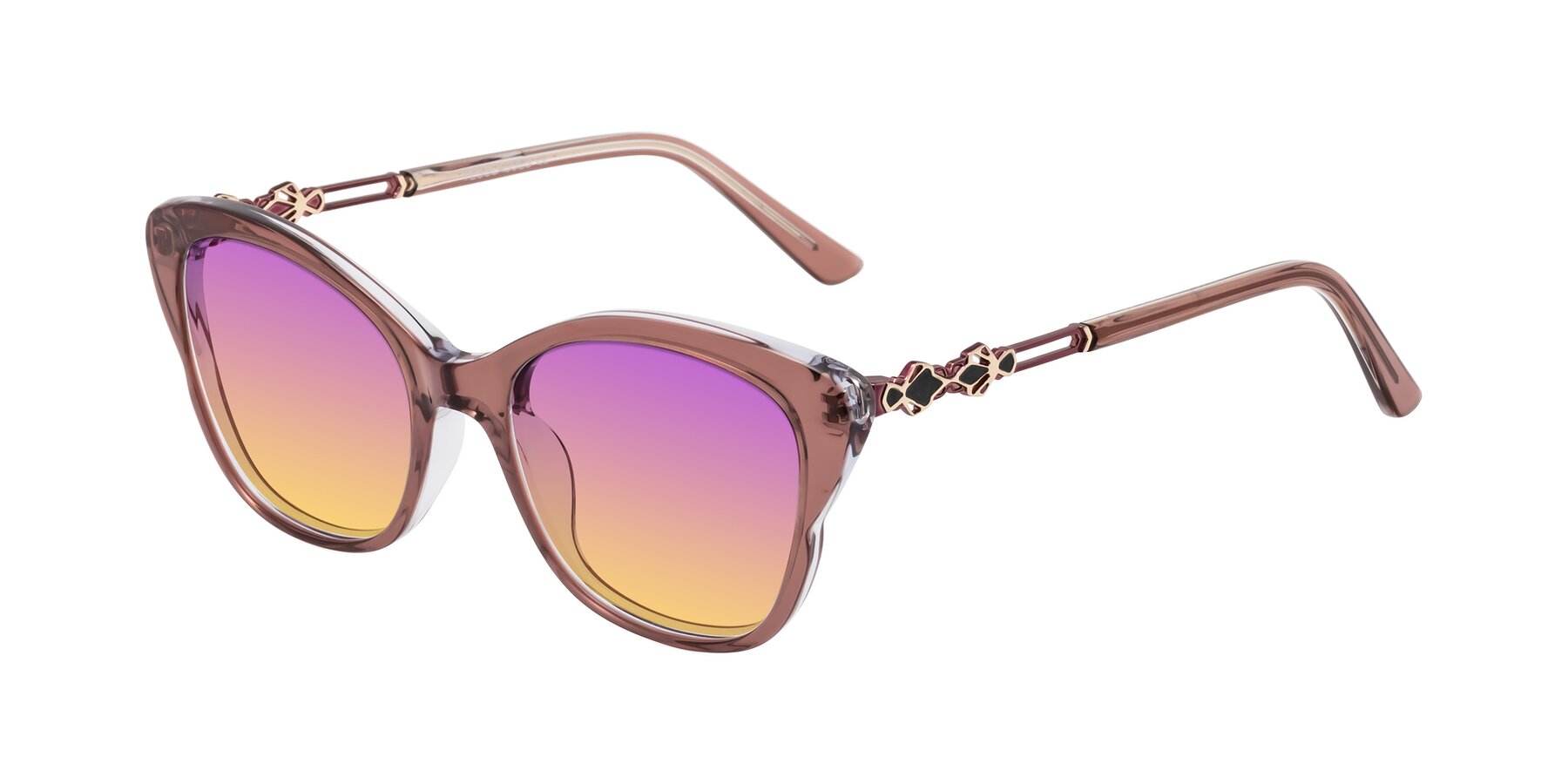 Angle of Azalea in Mauve Taupe with Purple / Yellow Gradient Lenses