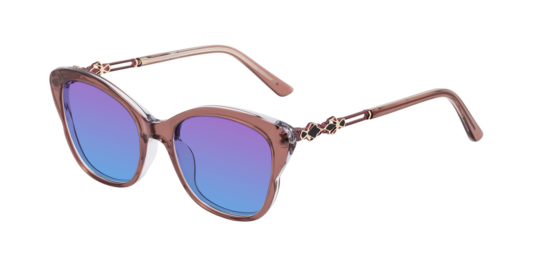 Angle of Azalea in Mauve Taupe with Purple / Blue Gradient Lenses