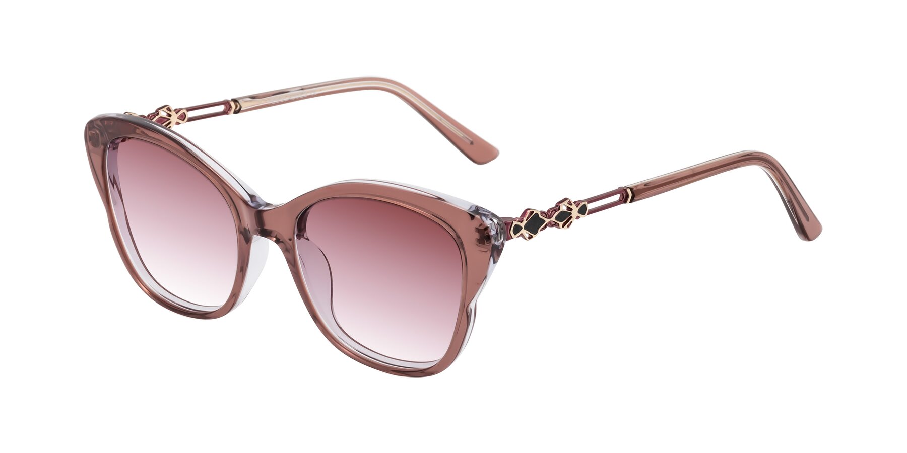 Angle of Azalea in Mauve Taupe with Garnet Gradient Lenses