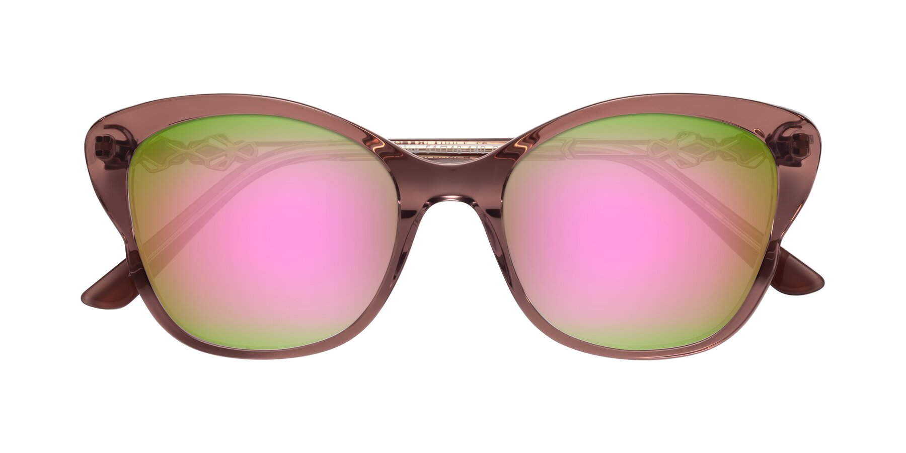 Folded Front of Azalea in Mauve Taupe with Pink Mirrored Lenses