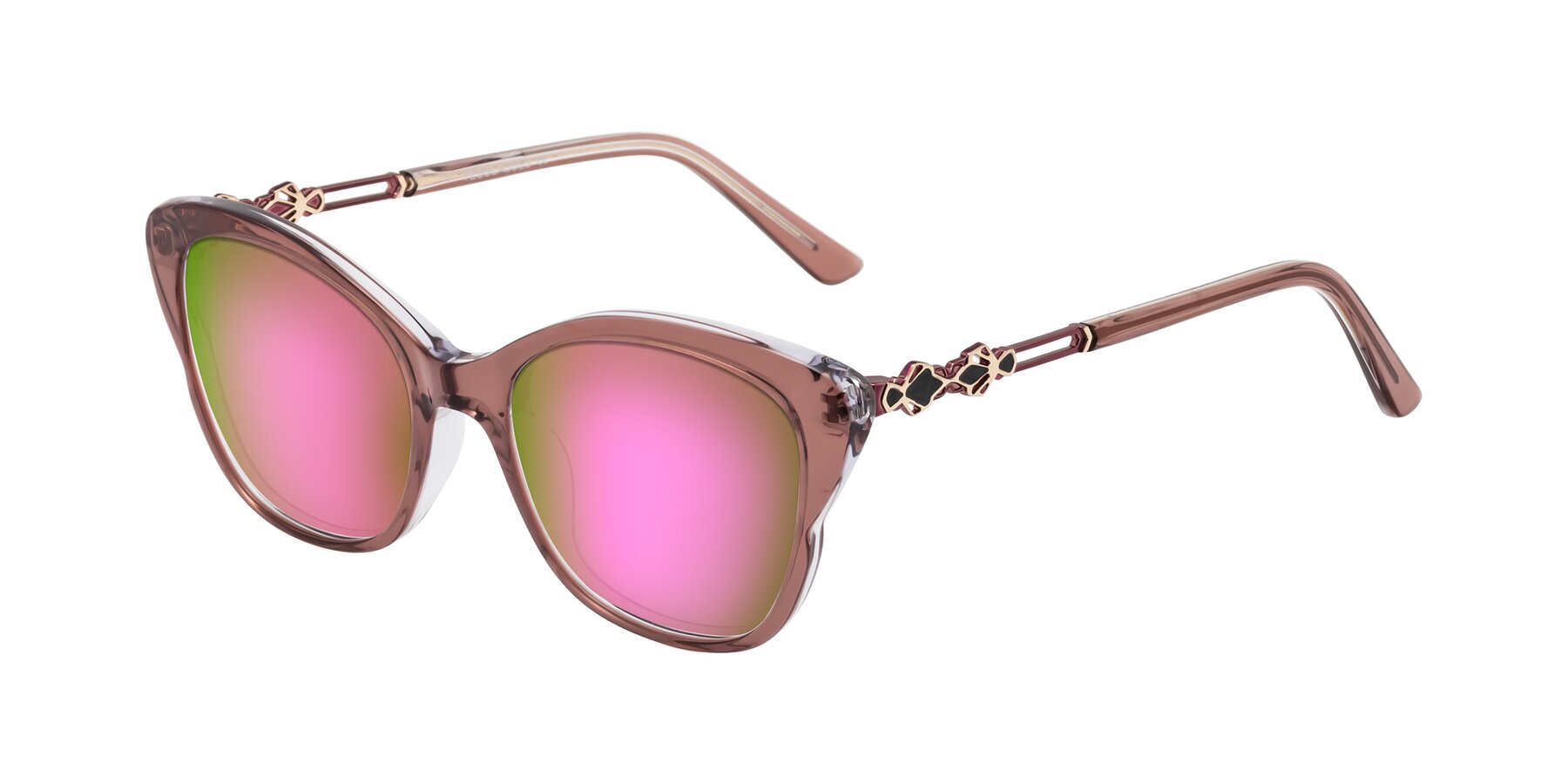 Angle of Azalea in Mauve Taupe with Pink Mirrored Lenses