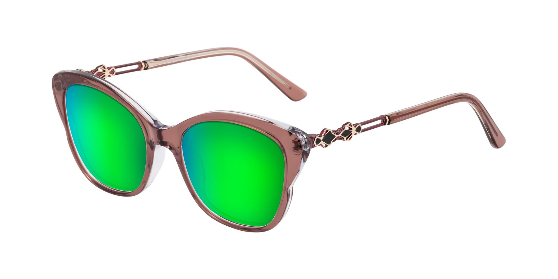 Angle of Azalea in Mauve Taupe with Green Mirrored Lenses