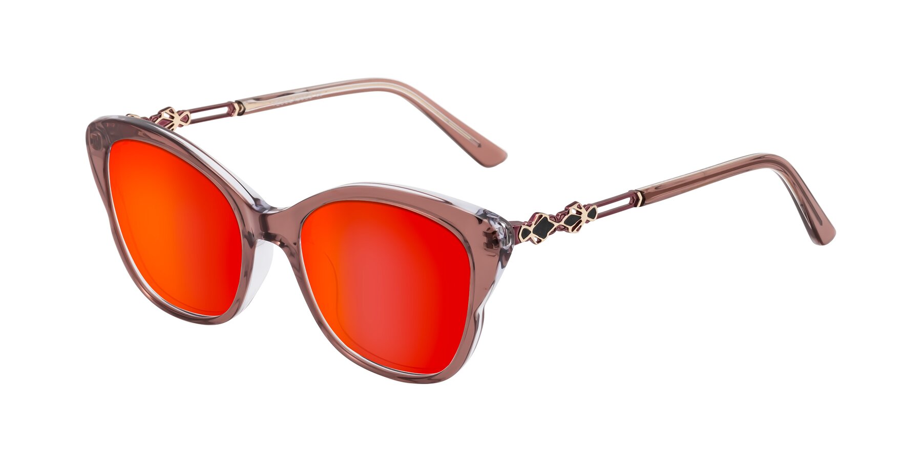 Angle of Azalea in Mauve Taupe with Red Gold Mirrored Lenses