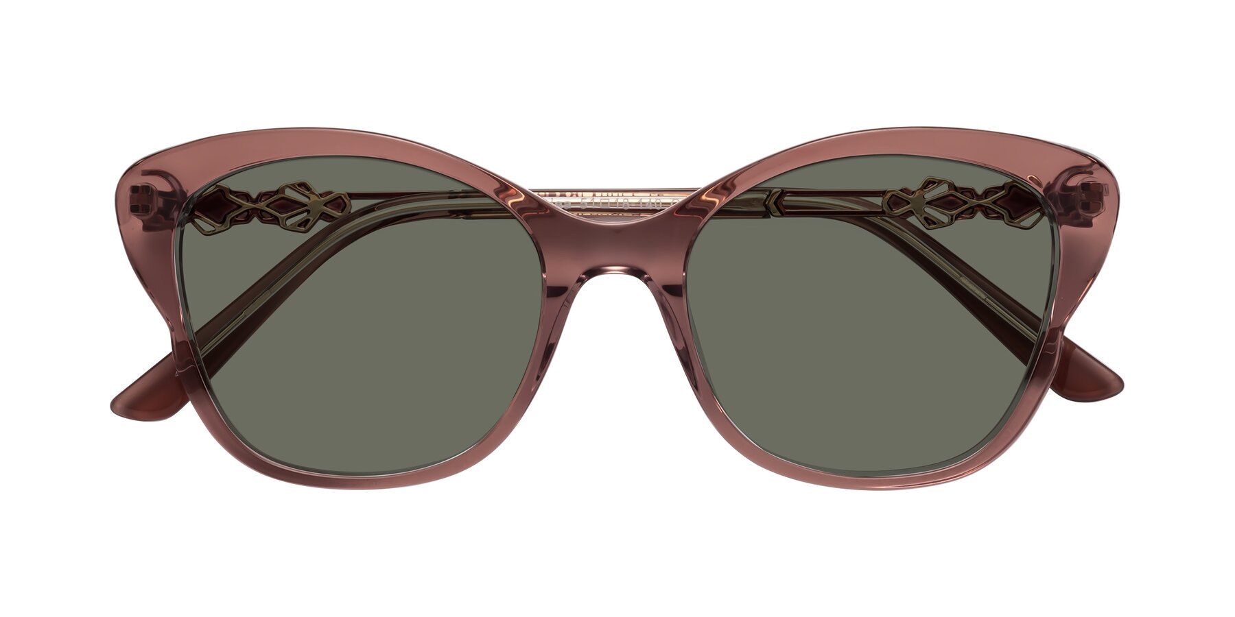 Folded Front of Azalea in Mauve Taupe with Gray Polarized Lenses