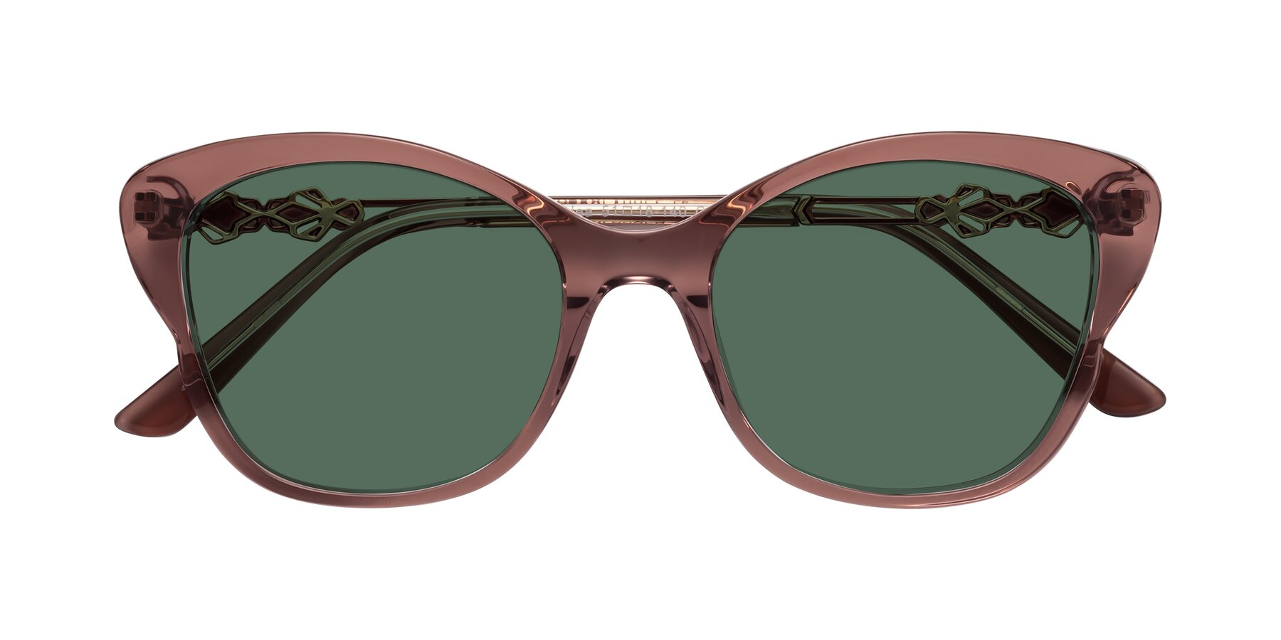 Folded Front of Azalea in Mauve Taupe with Green Polarized Lenses