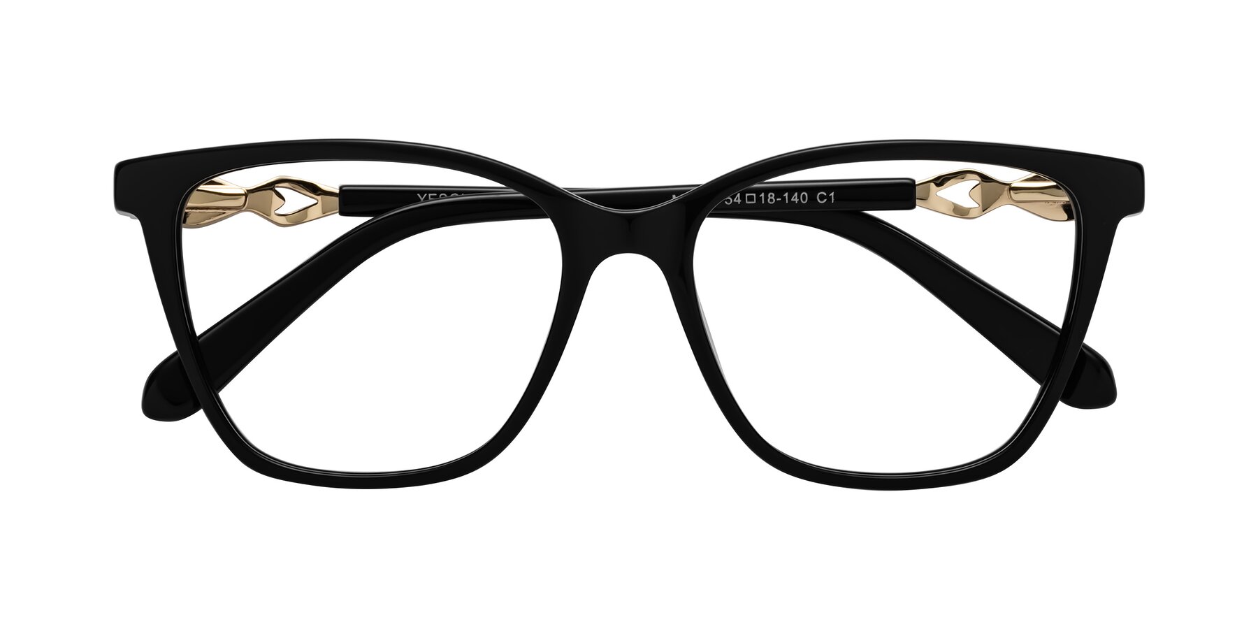 Folded Front of Mothe in Black with Clear Reading Eyeglass Lenses