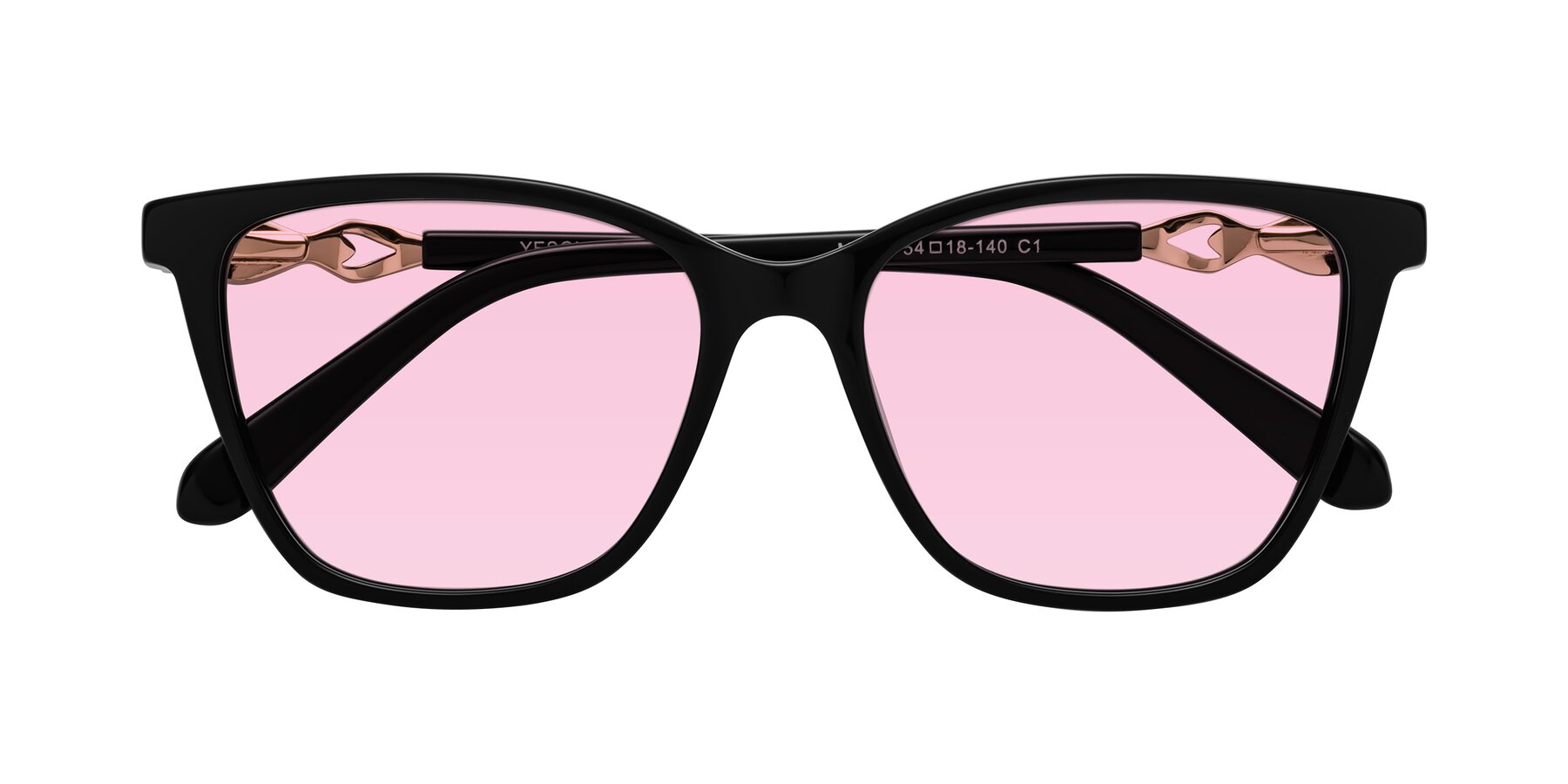 Folded Front of Mothe in Black with Light Pink Tinted Lenses