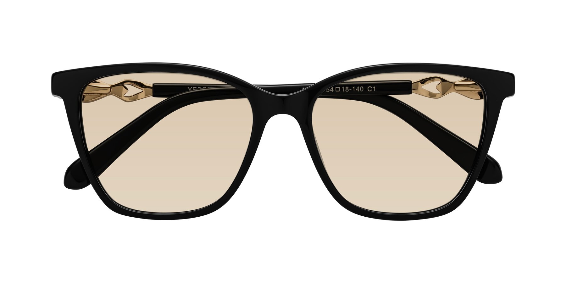 Folded Front of Mothe in Black with Light Brown Tinted Lenses