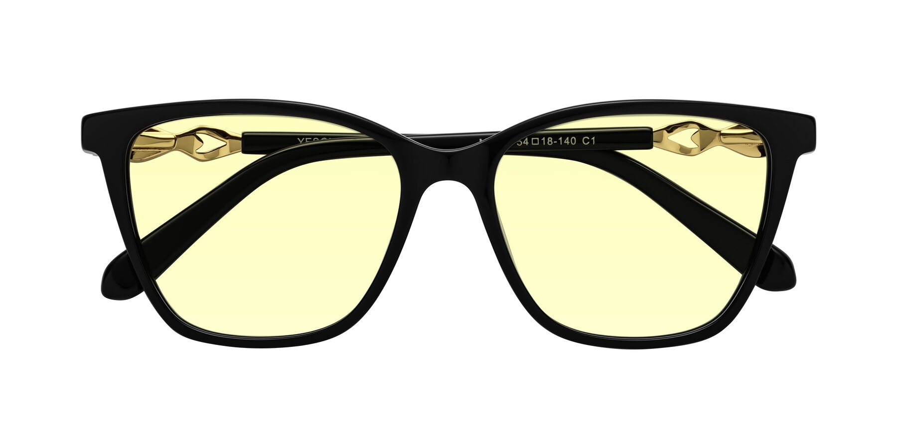 Folded Front of Mothe in Black with Light Yellow Tinted Lenses