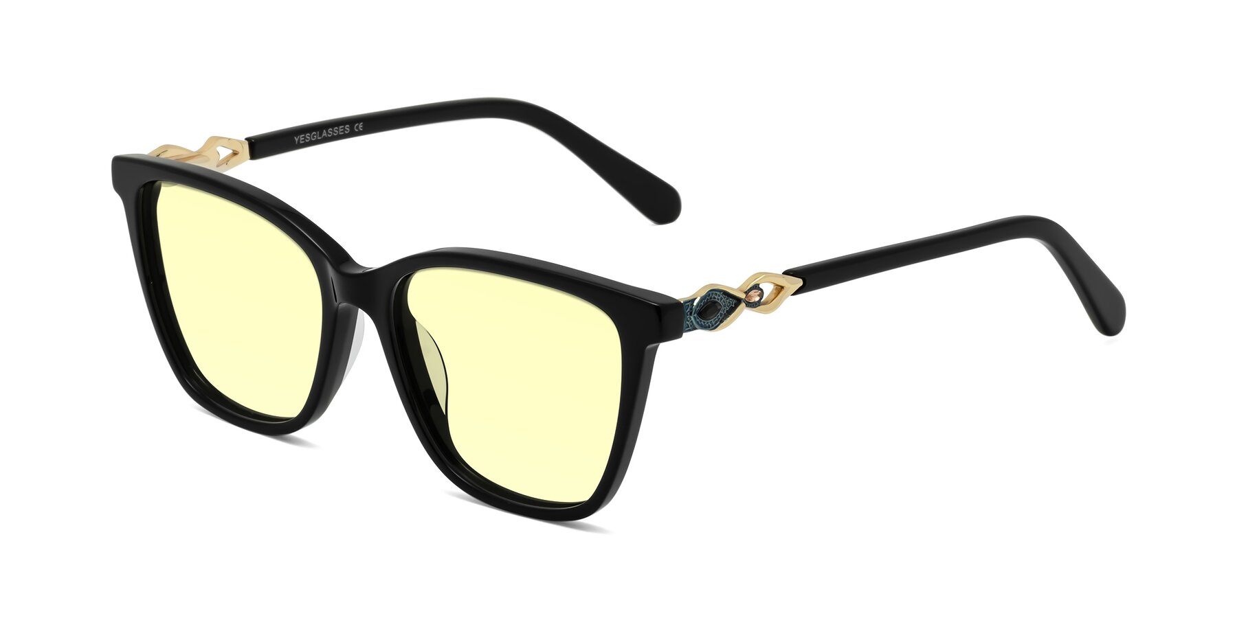 Angle of Mothe in Black with Light Yellow Tinted Lenses