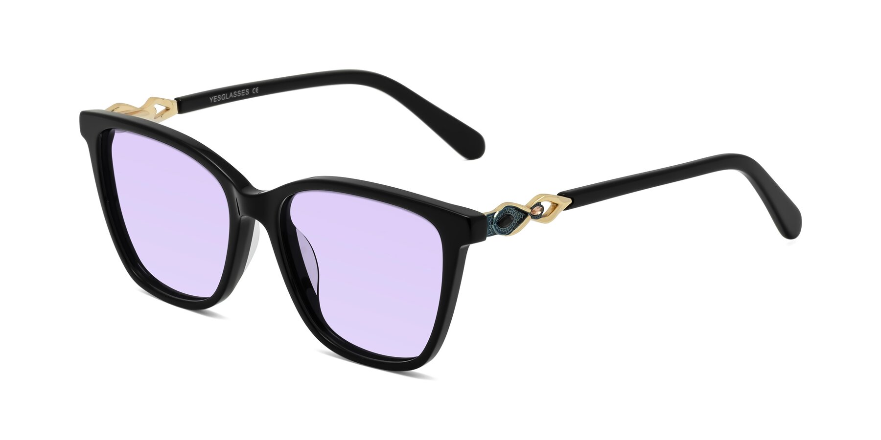 Angle of Mothe in Black with Light Purple Tinted Lenses