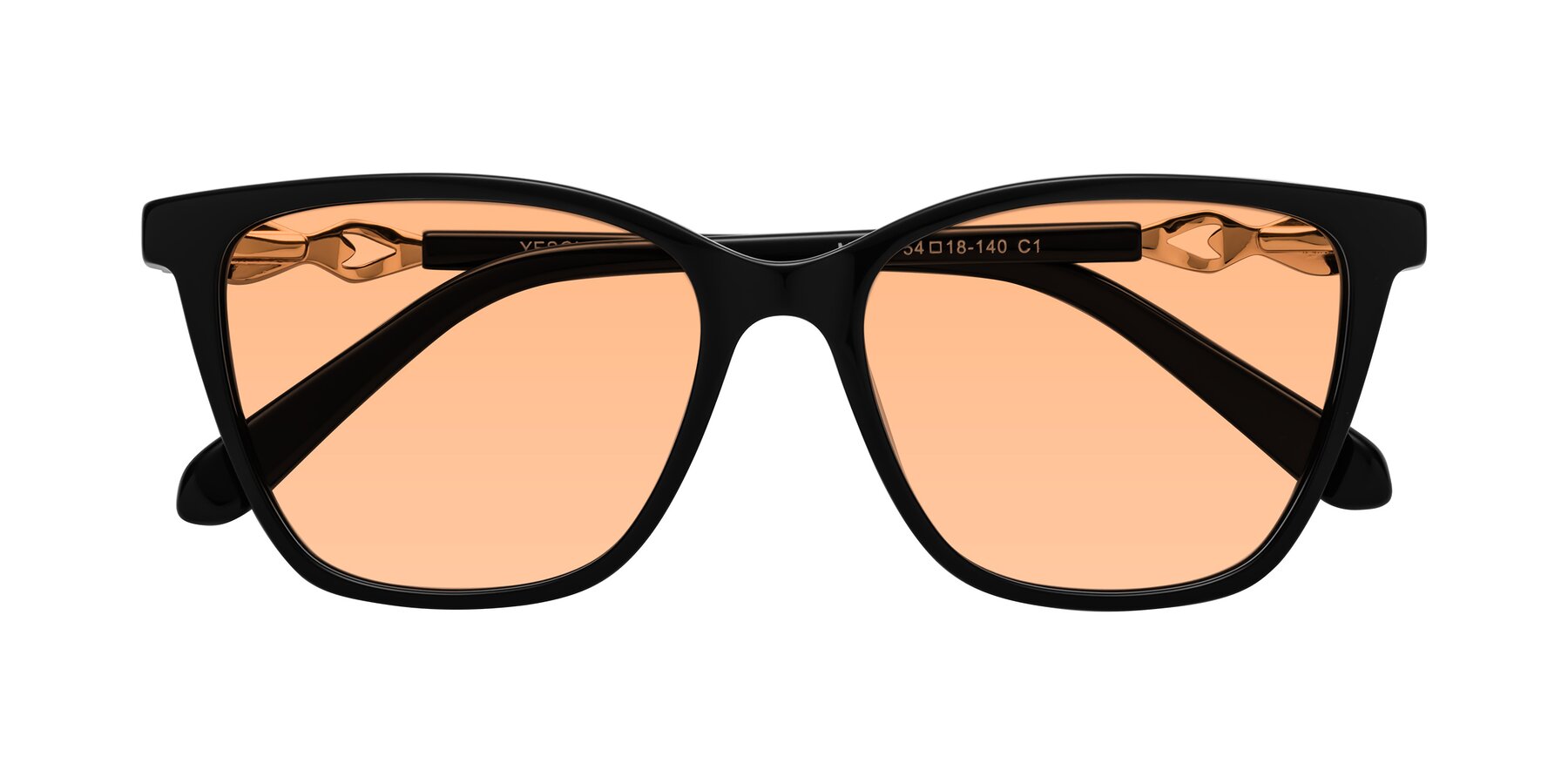 Folded Front of Mothe in Black with Light Orange Tinted Lenses