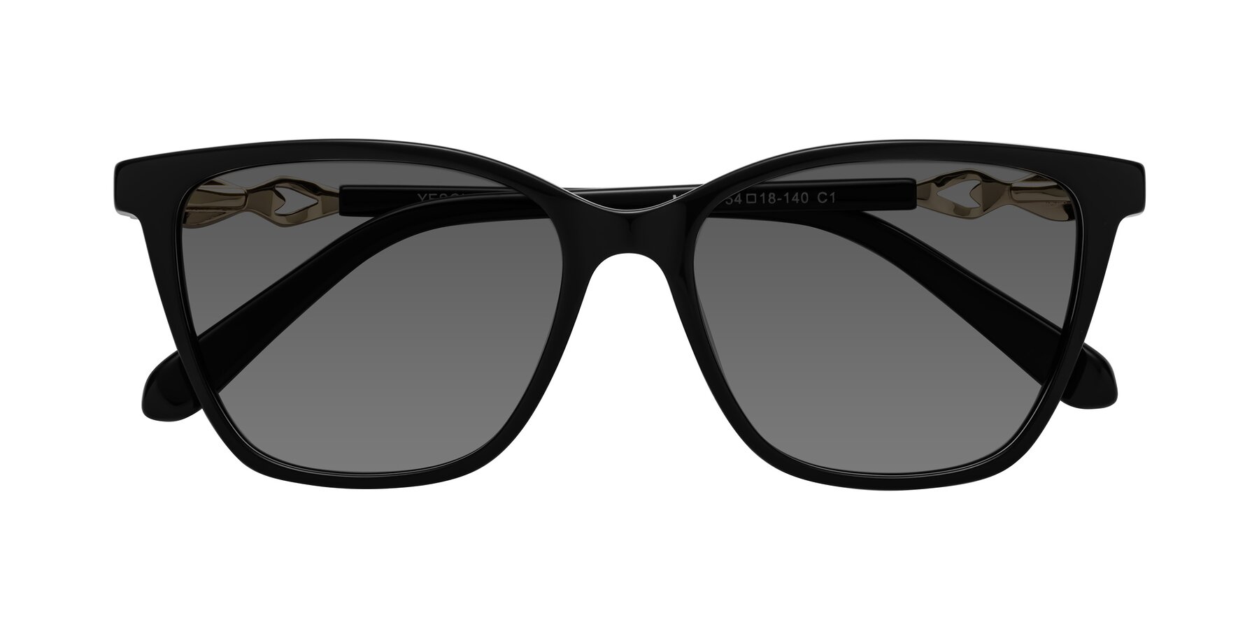 Folded Front of Mothe in Black with Medium Gray Tinted Lenses