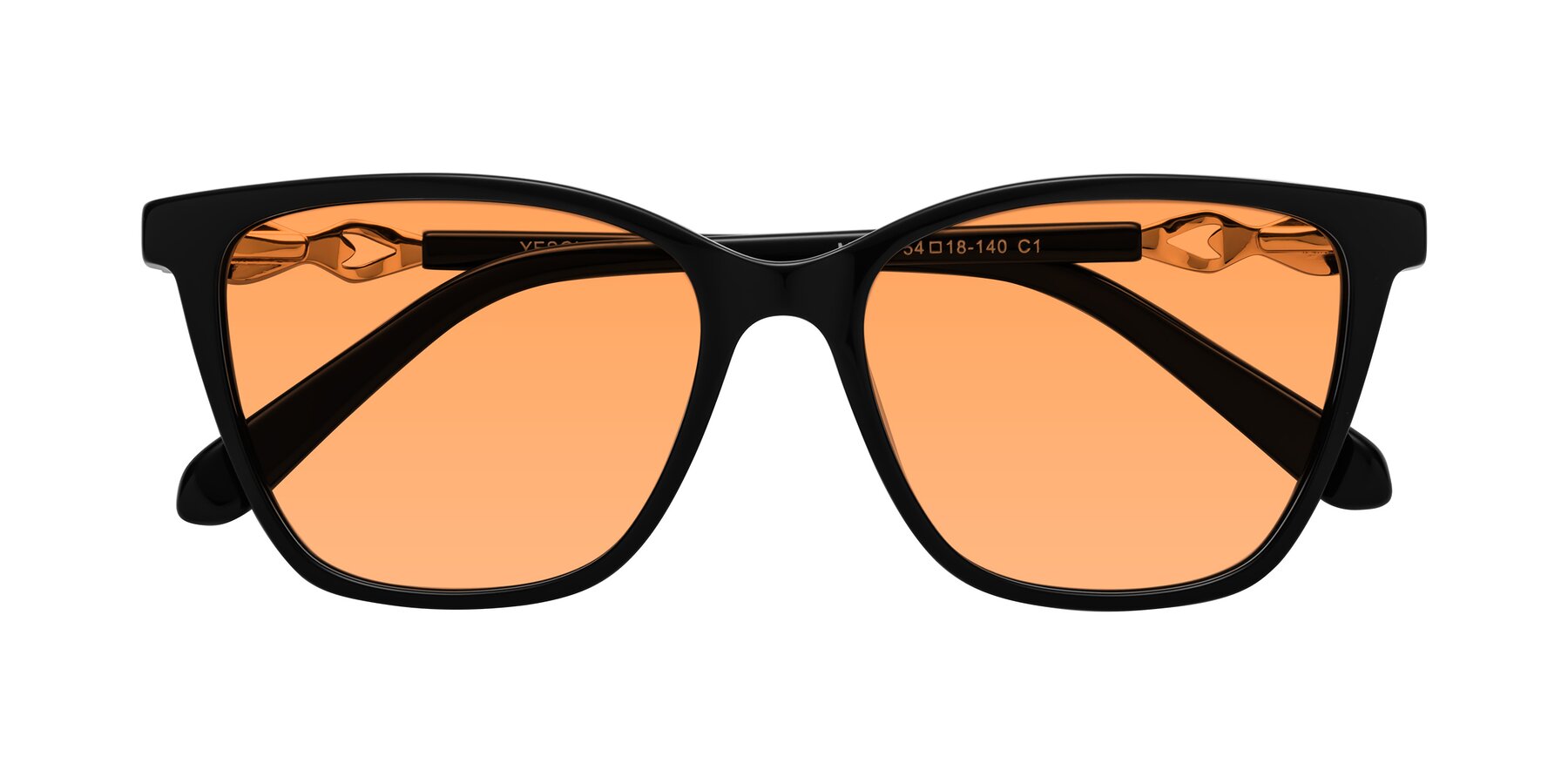 Folded Front of Mothe in Black with Medium Orange Tinted Lenses