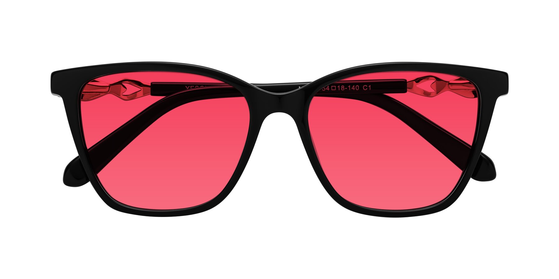 Folded Front of Mothe in Black with Red Tinted Lenses