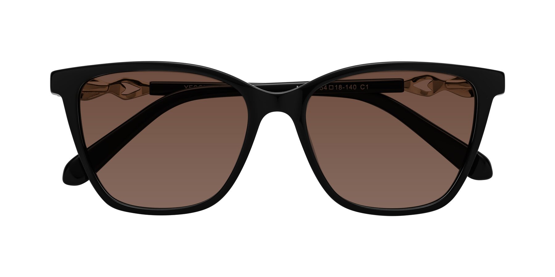 Folded Front of Mothe in Black with Brown Tinted Lenses