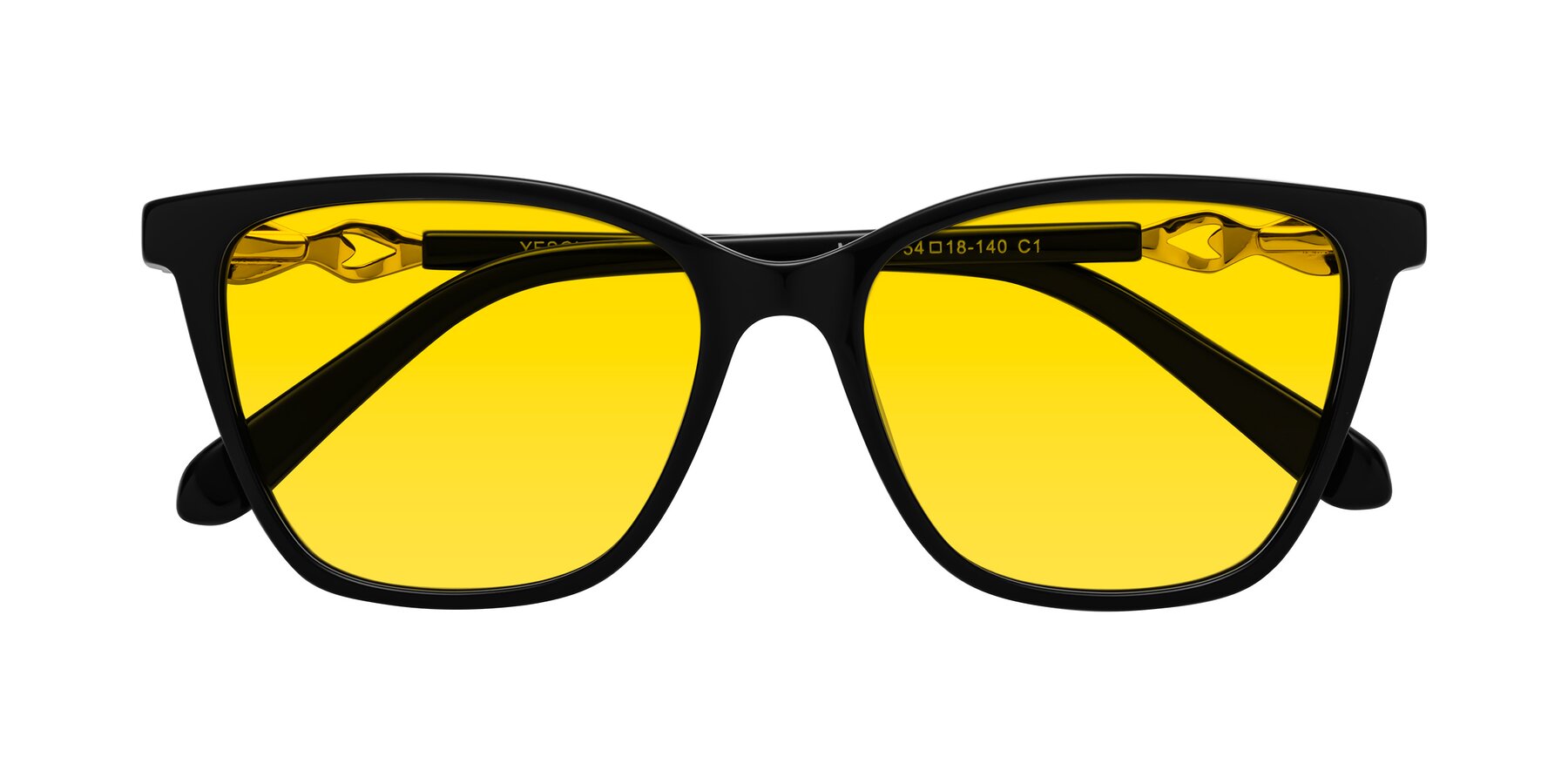 Folded Front of Mothe in Black with Yellow Tinted Lenses