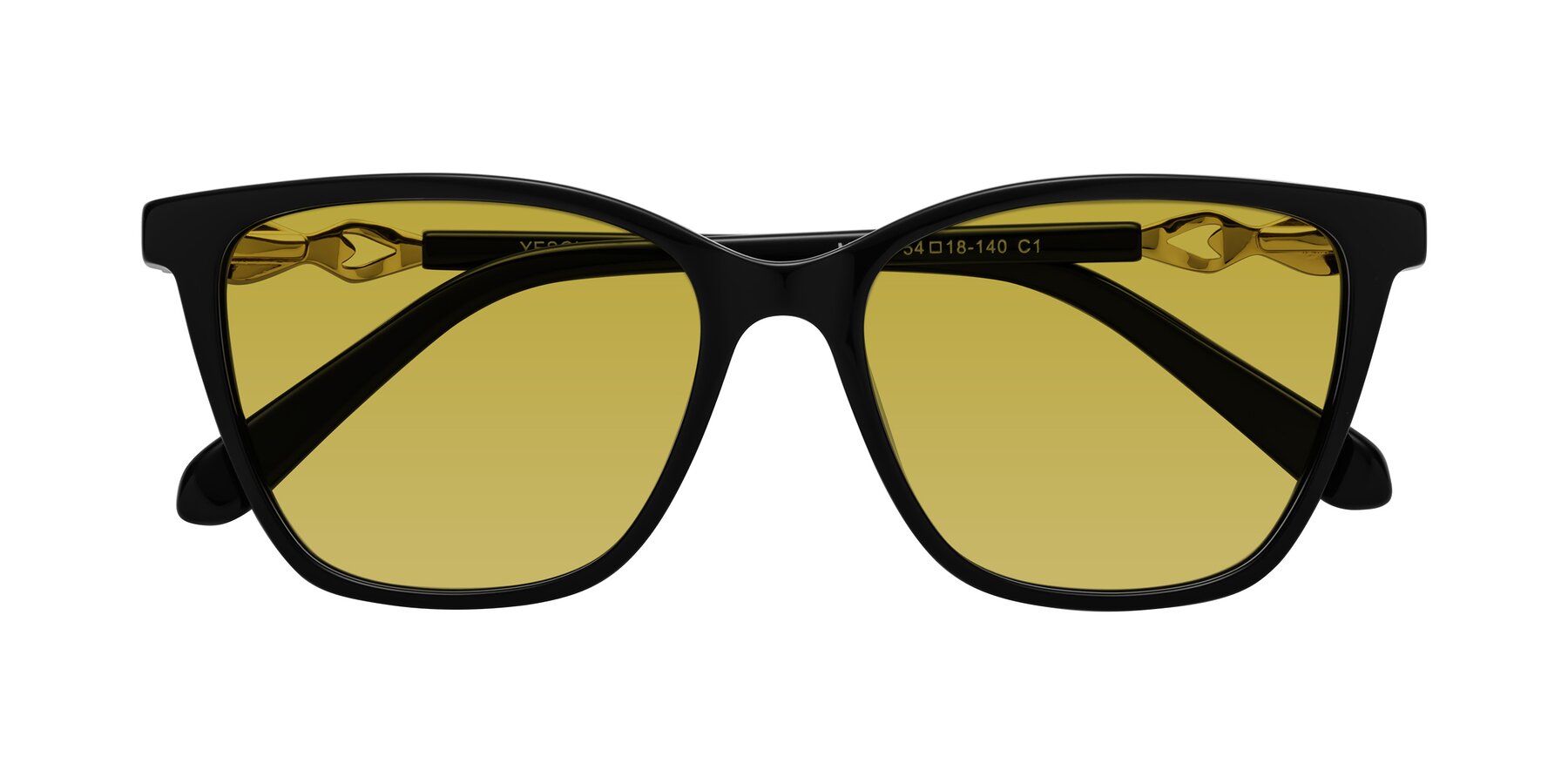 Folded Front of Mothe in Black with Champagne Tinted Lenses