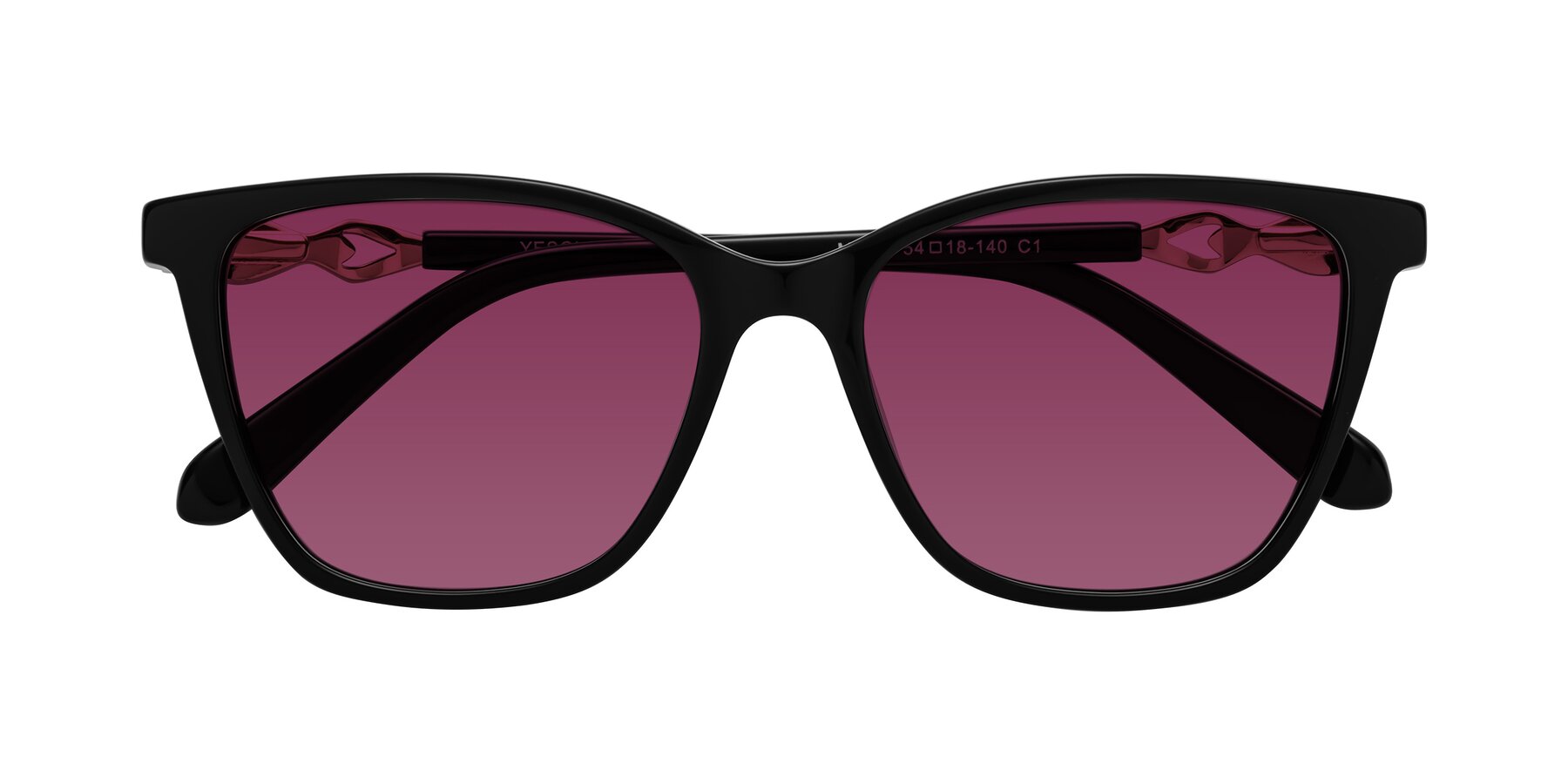 Folded Front of Mothe in Black with Wine Tinted Lenses