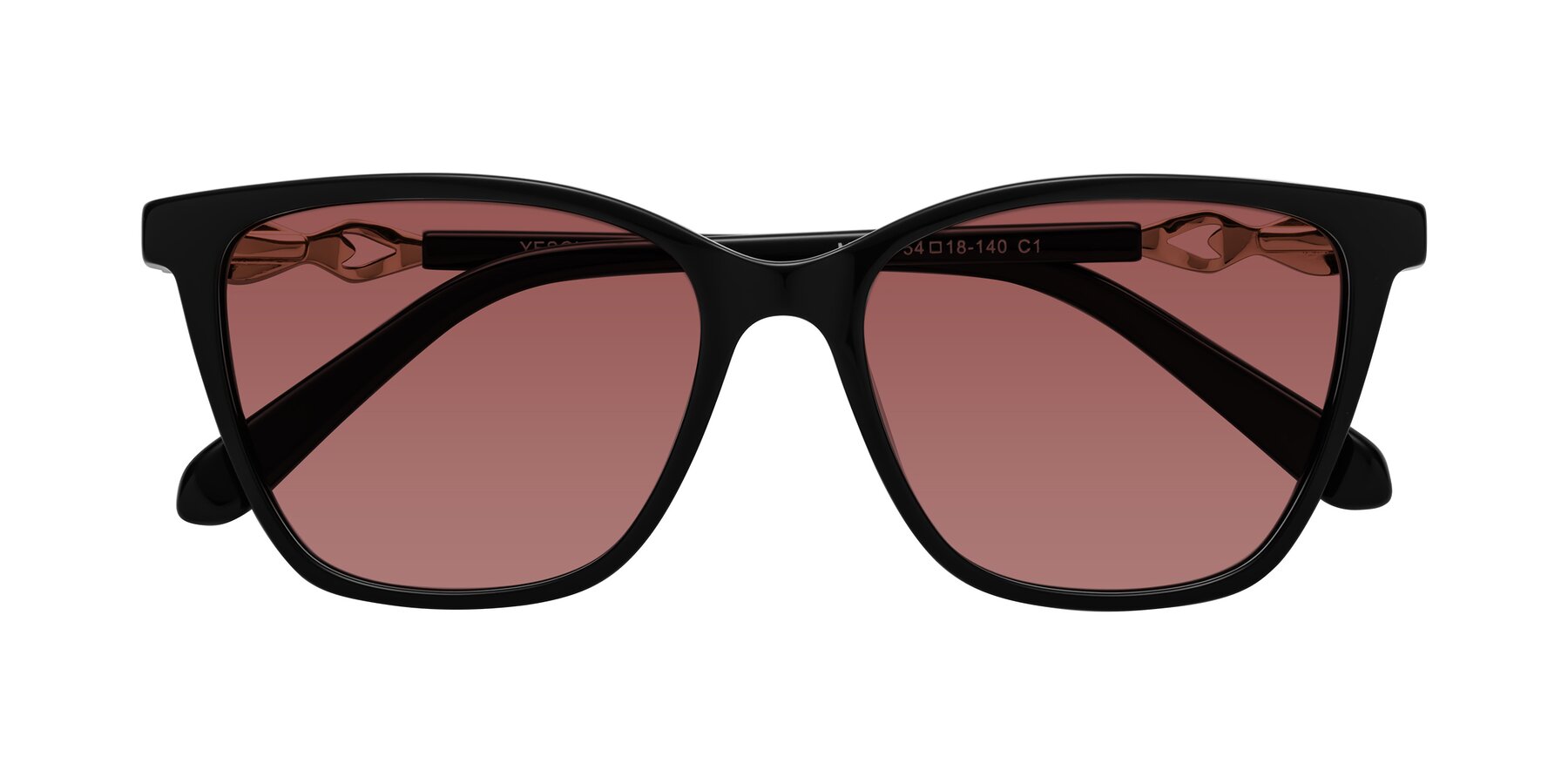 Folded Front of Mothe in Black with Garnet Tinted Lenses