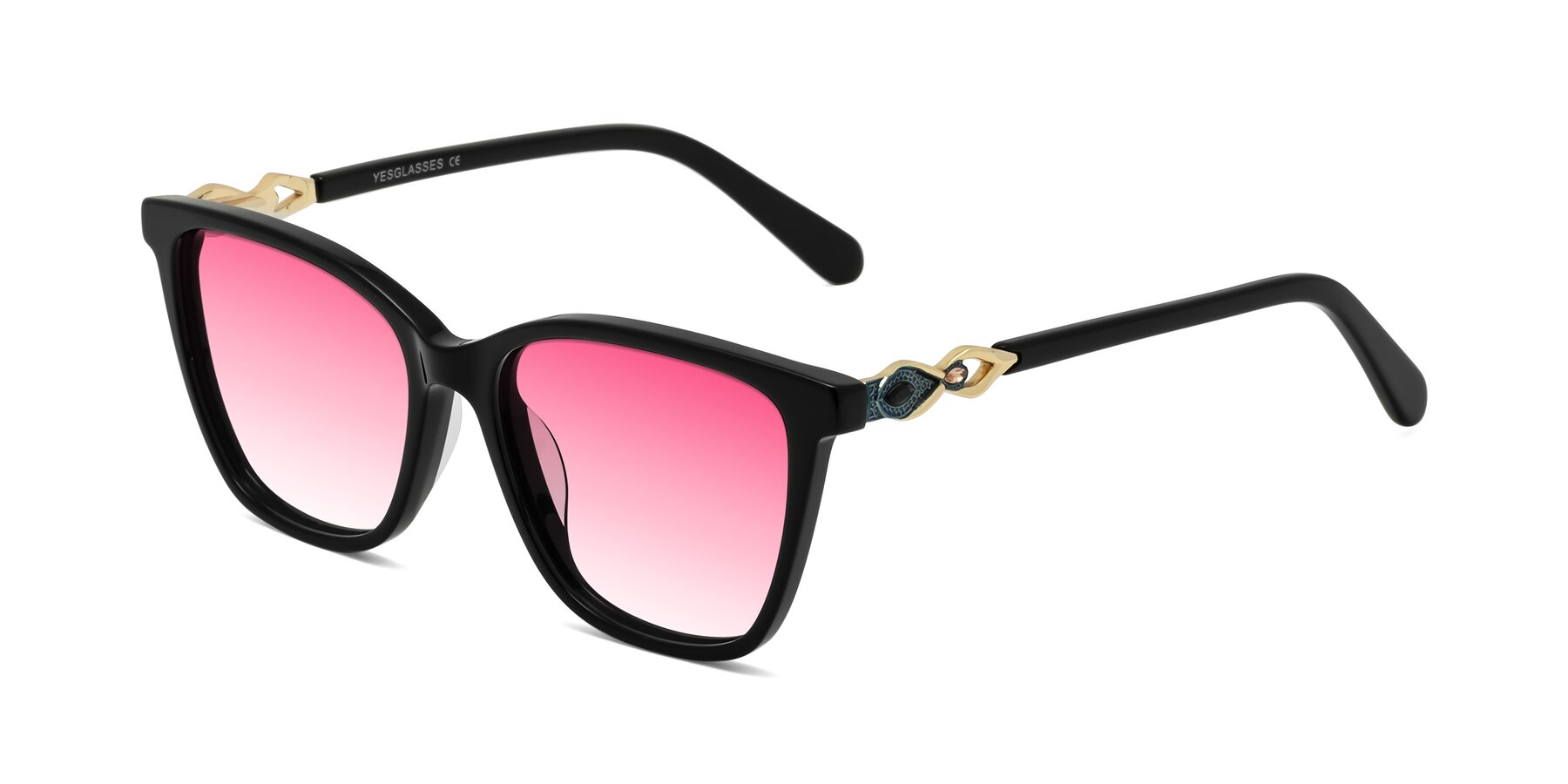 Angle of Mothe in Black with Pink Gradient Lenses