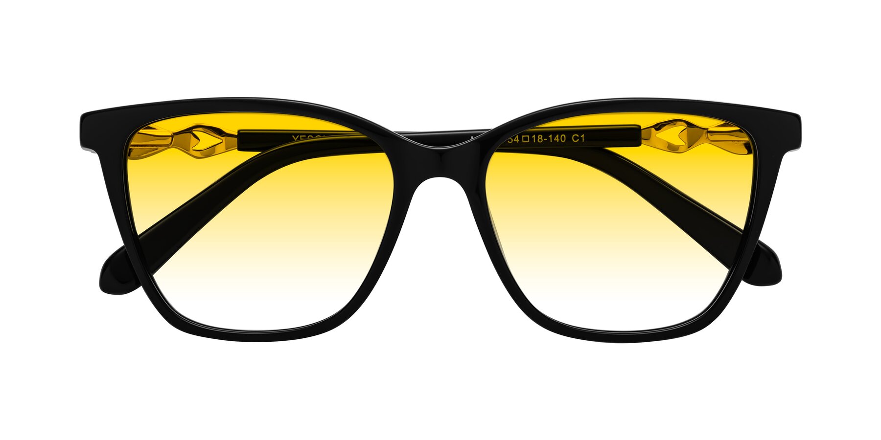 Folded Front of Mothe in Black with Yellow Gradient Lenses