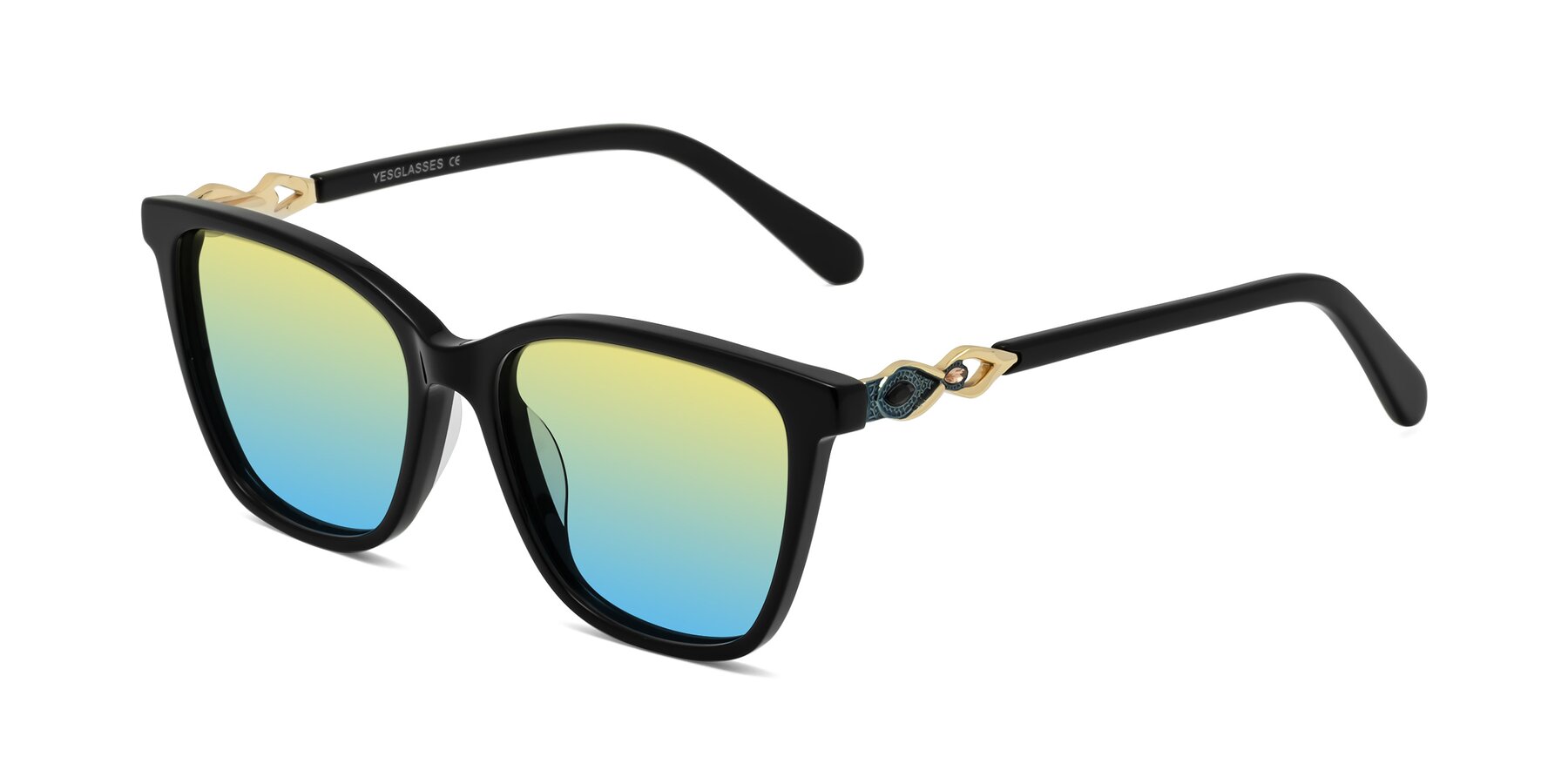 Angle of Mothe in Black with Yellow / Blue Gradient Lenses