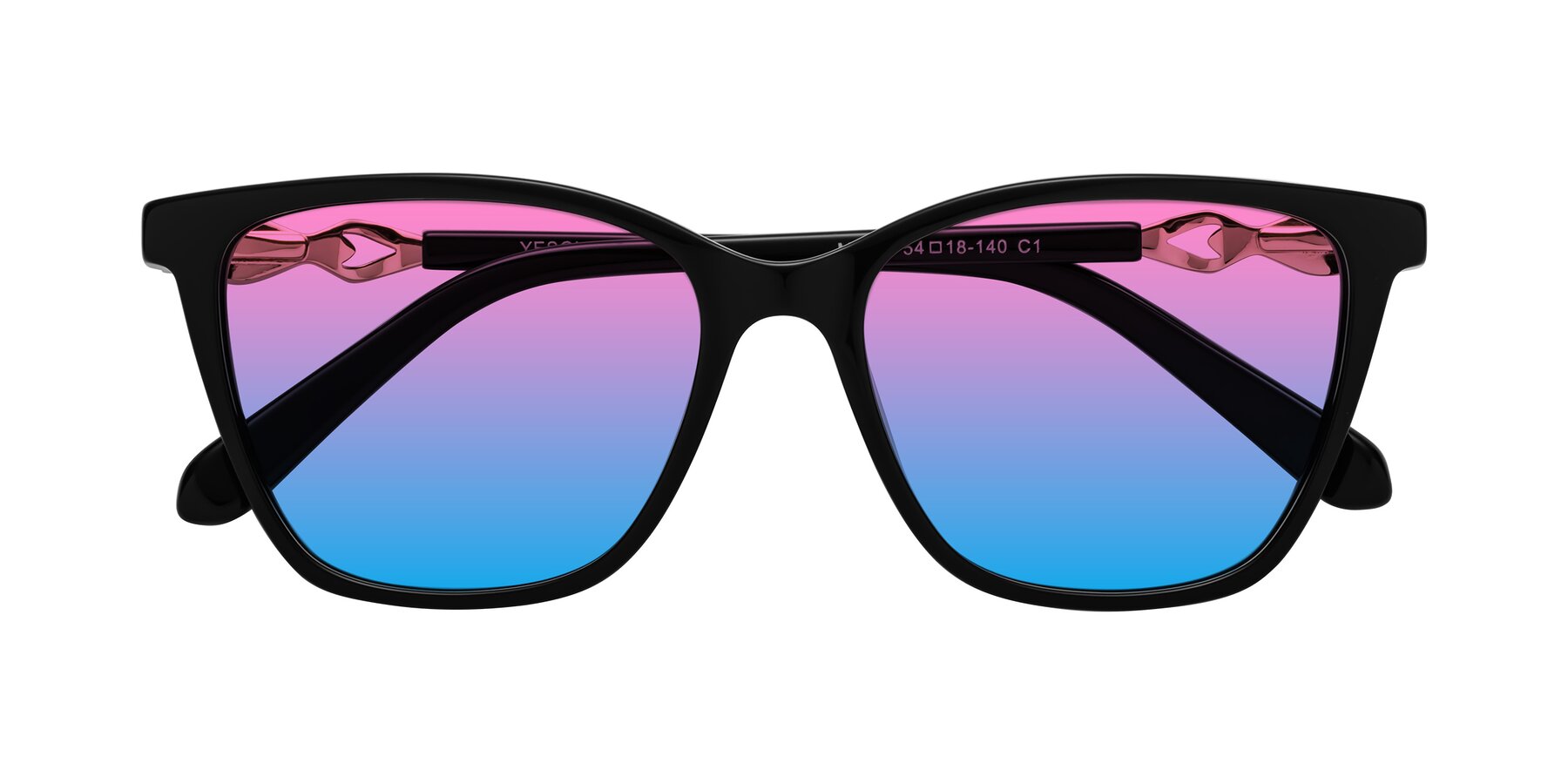 Folded Front of Mothe in Black with Pink / Blue Gradient Lenses