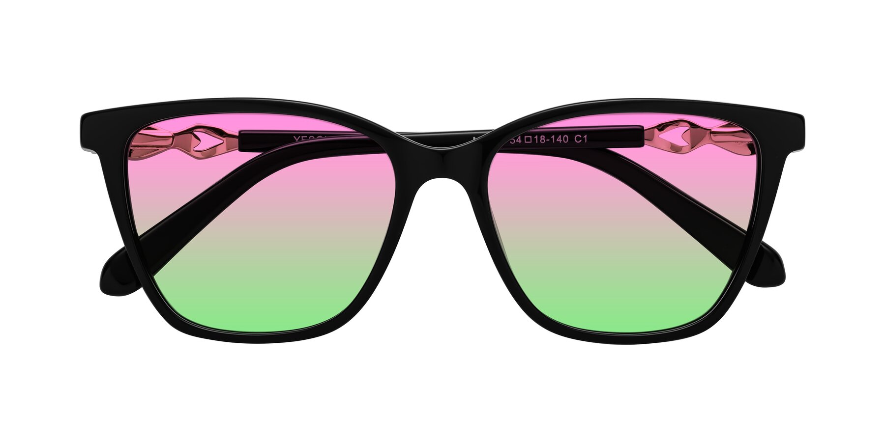 Folded Front of Mothe in Black with Pink / Green Gradient Lenses