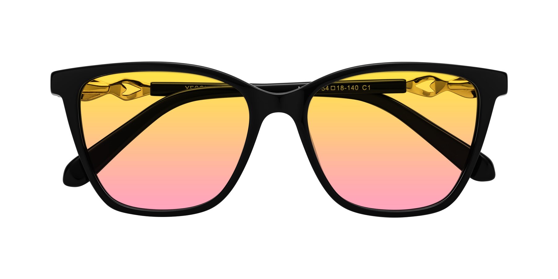 Folded Front of Mothe in Black with Yellow / Pink Gradient Lenses