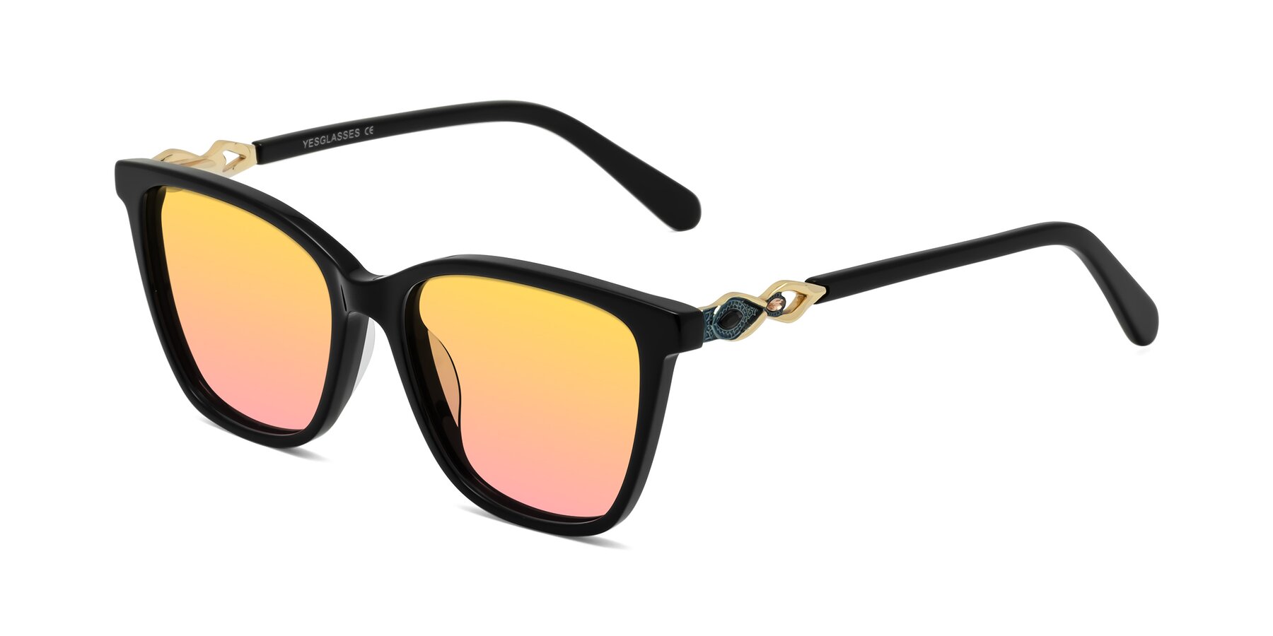 Angle of Mothe in Black with Yellow / Pink Gradient Lenses