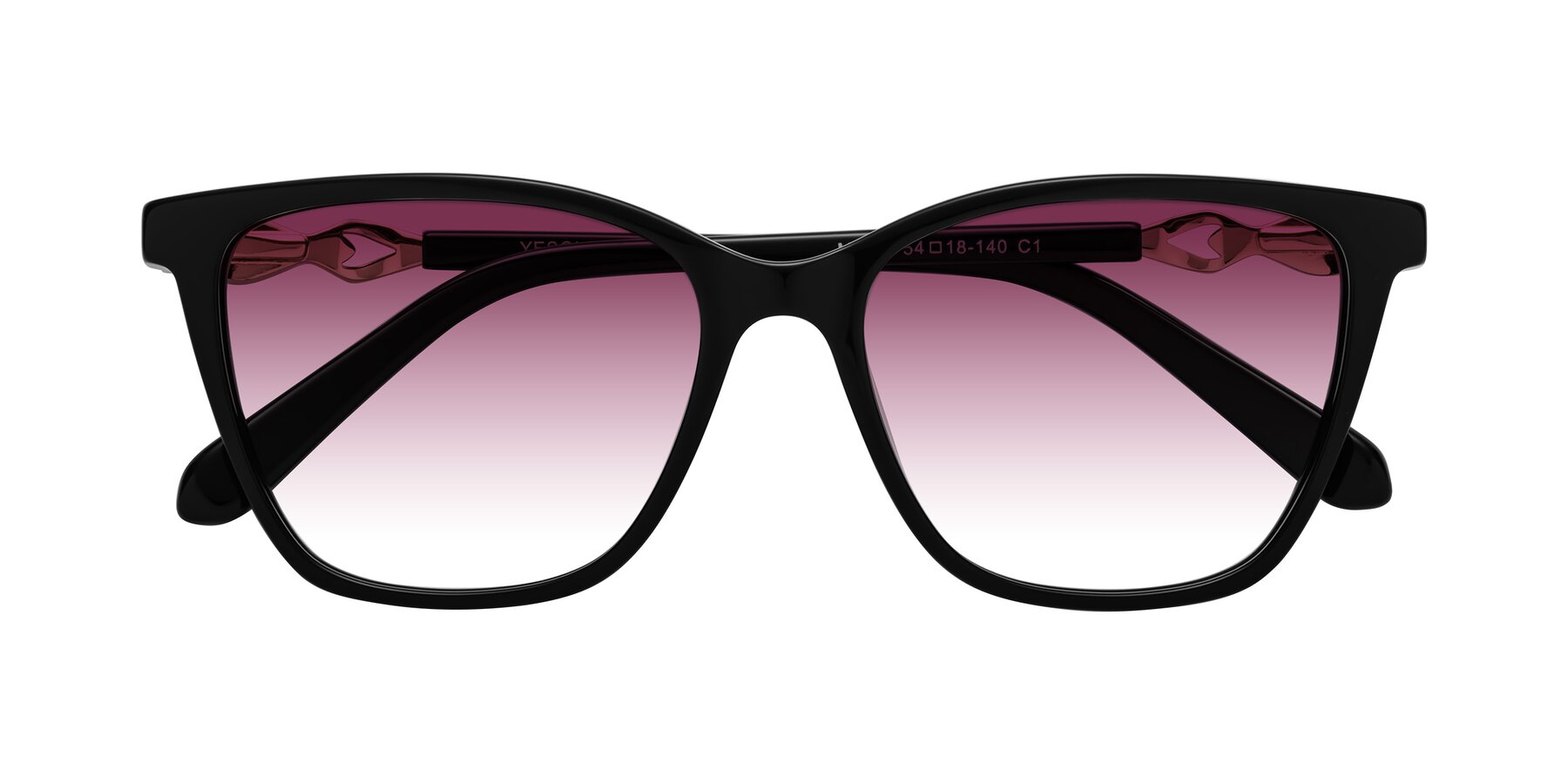 Folded Front of Mothe in Black with Wine Gradient Lenses