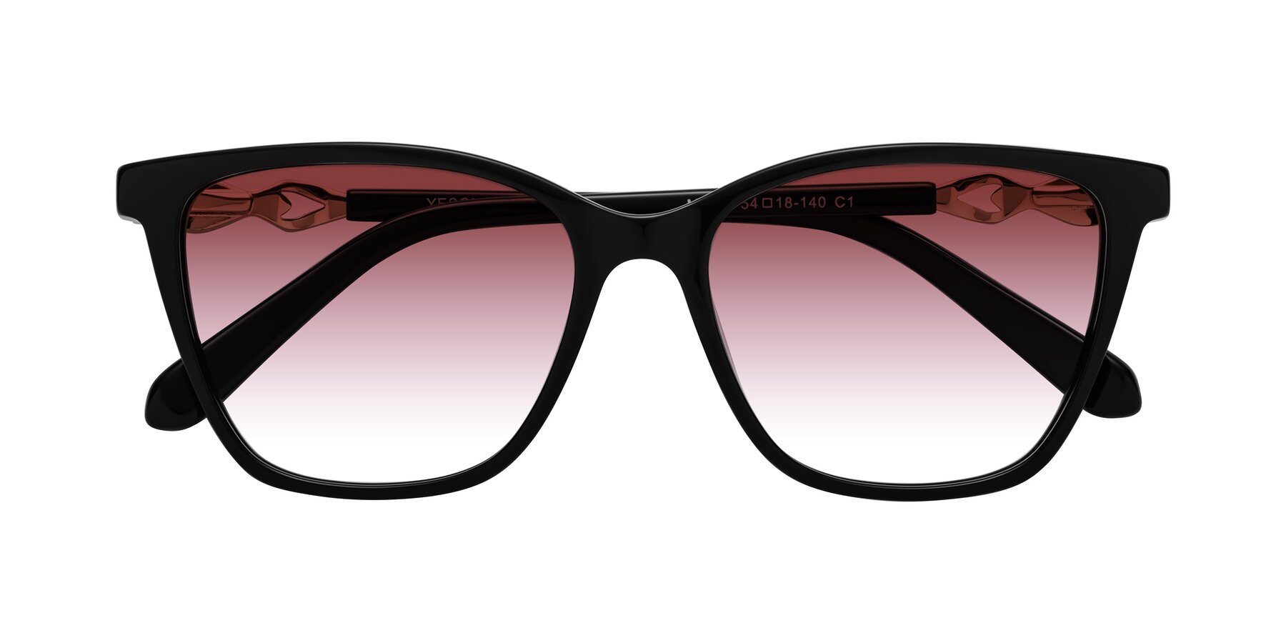 Folded Front of Mothe in Black with Garnet Gradient Lenses