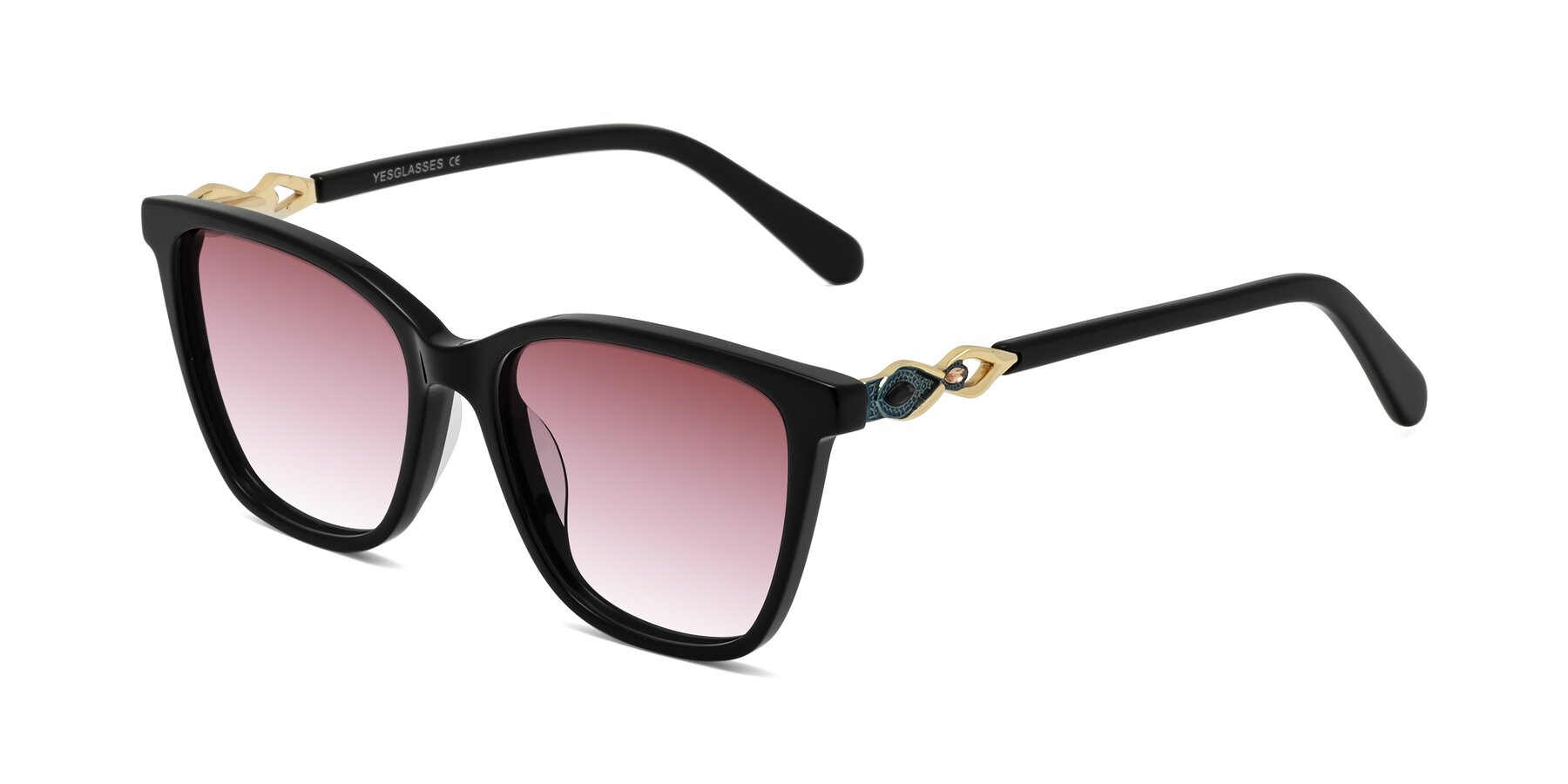 Angle of Mothe in Black with Garnet Gradient Lenses