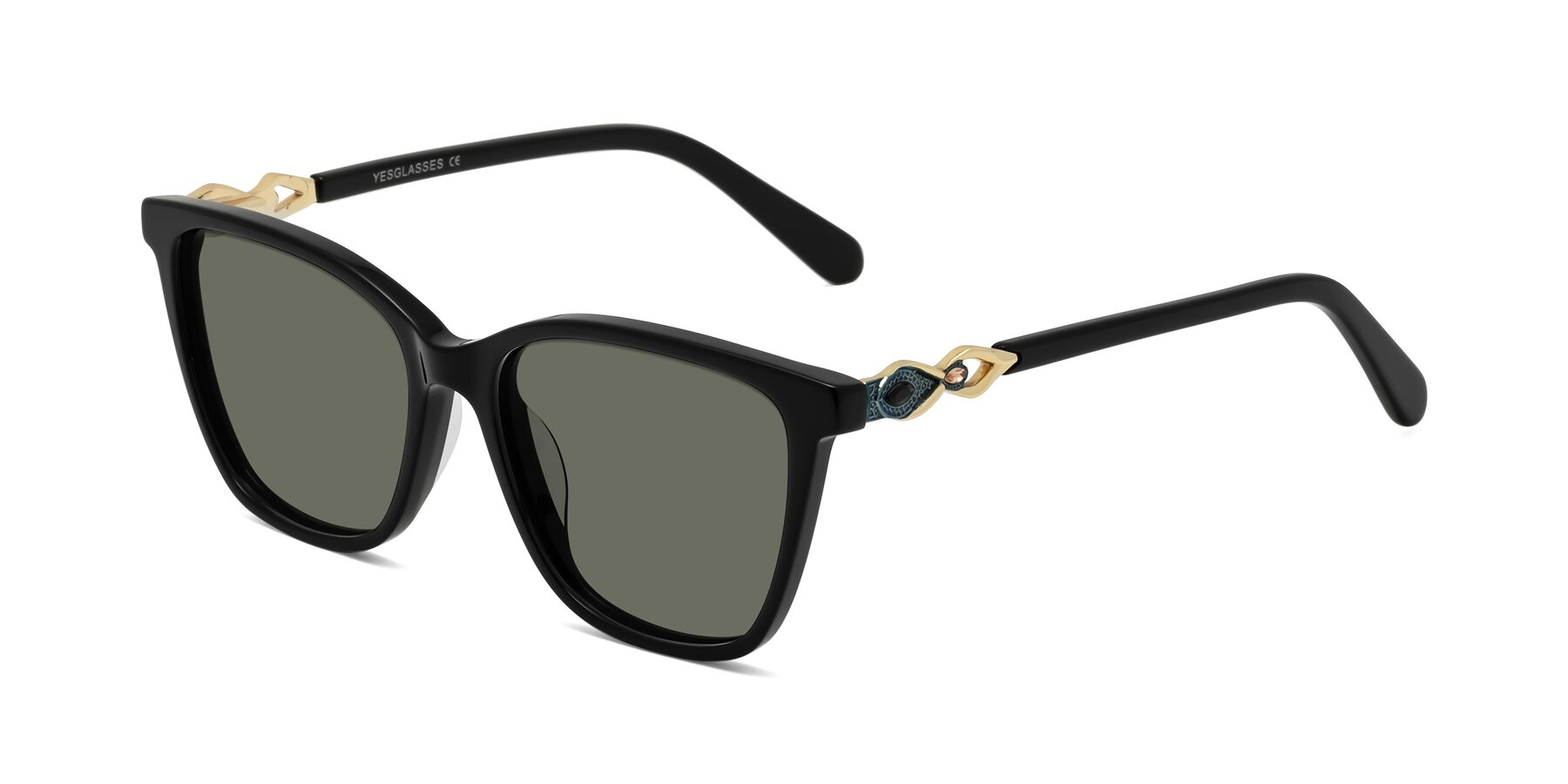 Angle of Mothe in Black with Gray Polarized Lenses