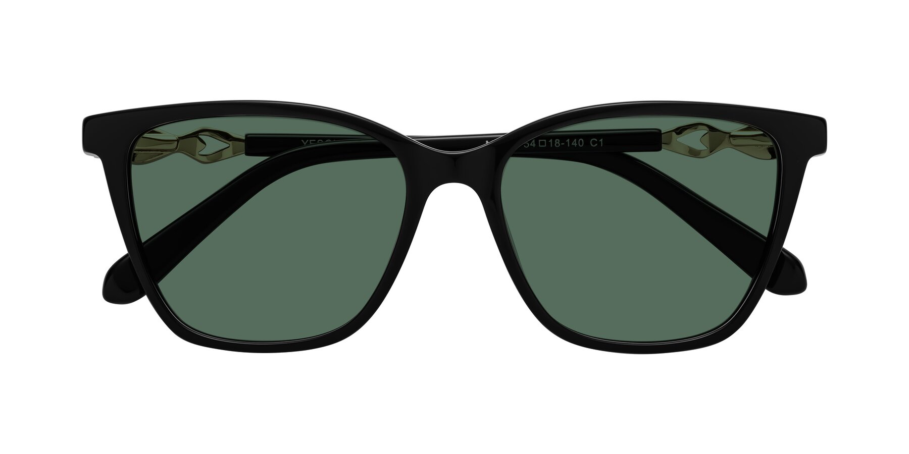 Folded Front of Mothe in Black with Green Polarized Lenses