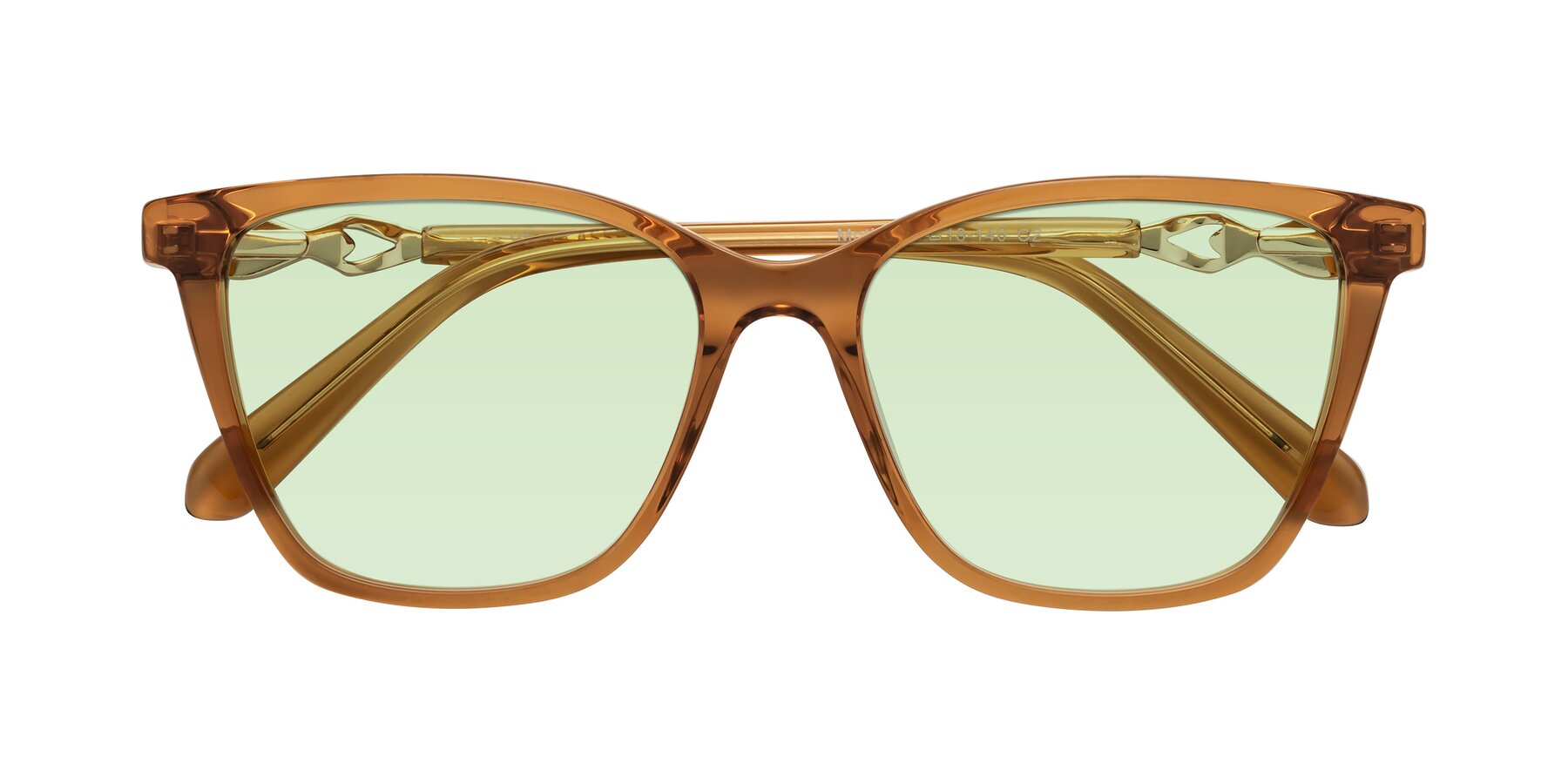 Folded Front of Mothe in Maple Syrup with Light Green Tinted Lenses